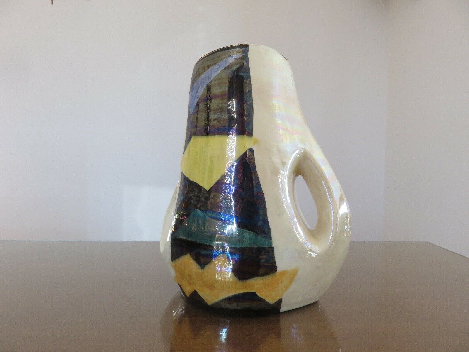 Large free-form vase in iridescent ceramic 60s