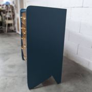 Commode scandinave 1960 atypique bleu Satiné 4 tiroirs