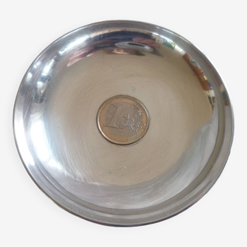 Cup in silver metal with 1euro inserted in the center collector