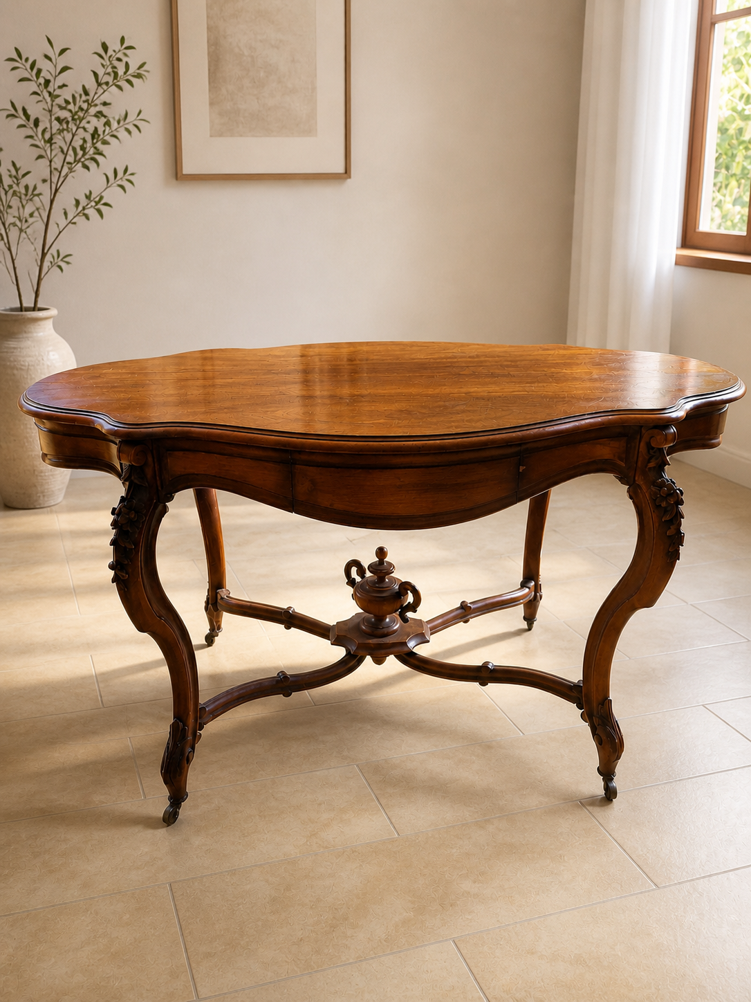 Violin side table in solid mahogany