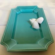 Shell-shaped bowl turquoise blue Italy