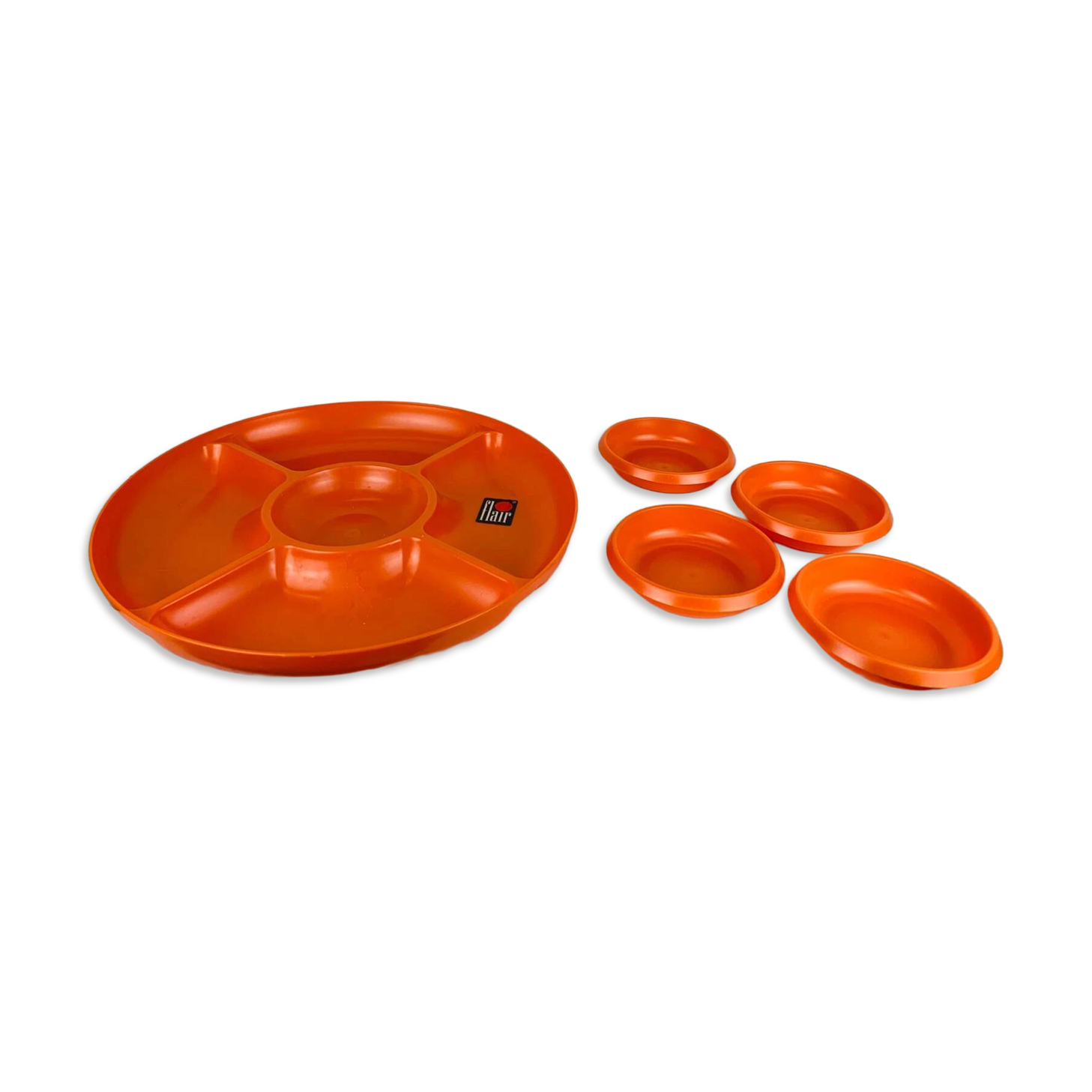 Vintage 1970s orange plastic Prisunic Flair aperitif platter