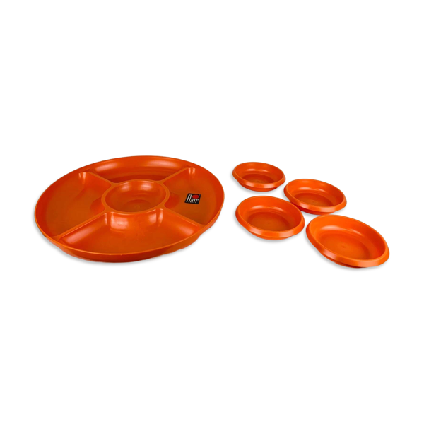 Plateau apéritif Prisunic Flair plastique orange années 70 vintage