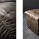 Vintage Mid-Century Modern German Brutalist 2-Seater Brown Leather Bed Sofa