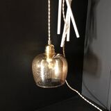 2 bubble blown glass pendant lamps