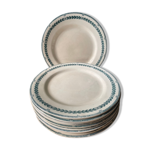 Lot de 11 assiettes plates Terre de Fer, service Condé, Salins