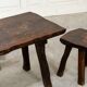 Ensemble table basse et tabourets brutaliste en pin noirci 1960