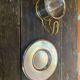 Old Pair of Stainless Steel Cup + Golden Metal Handle Made in ITALY Vintage #D46