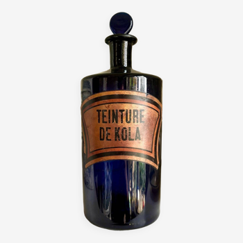 Kola tincture apothecary bottle in blue glass