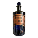 Flacon d'apothicaire teinture de kola en verre bleu