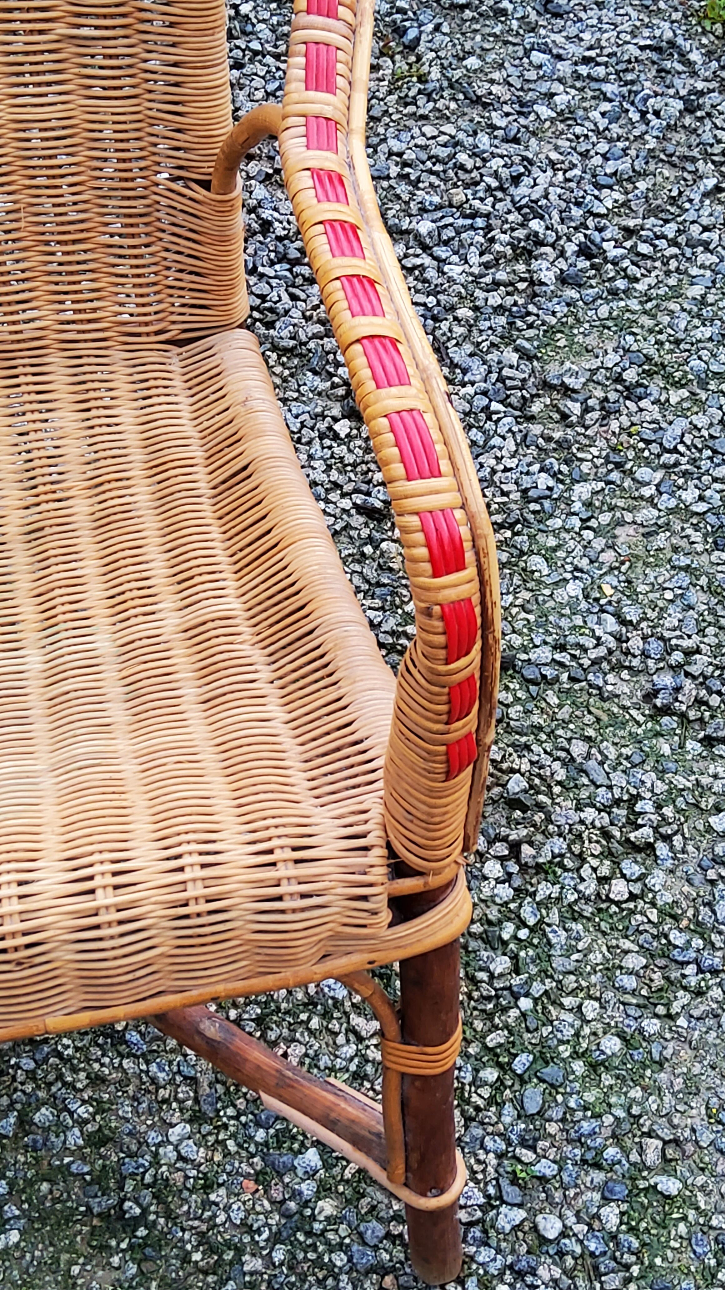 Rattan and wicker armchair from the 50s