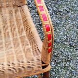Rattan and wicker armchair from the 50s