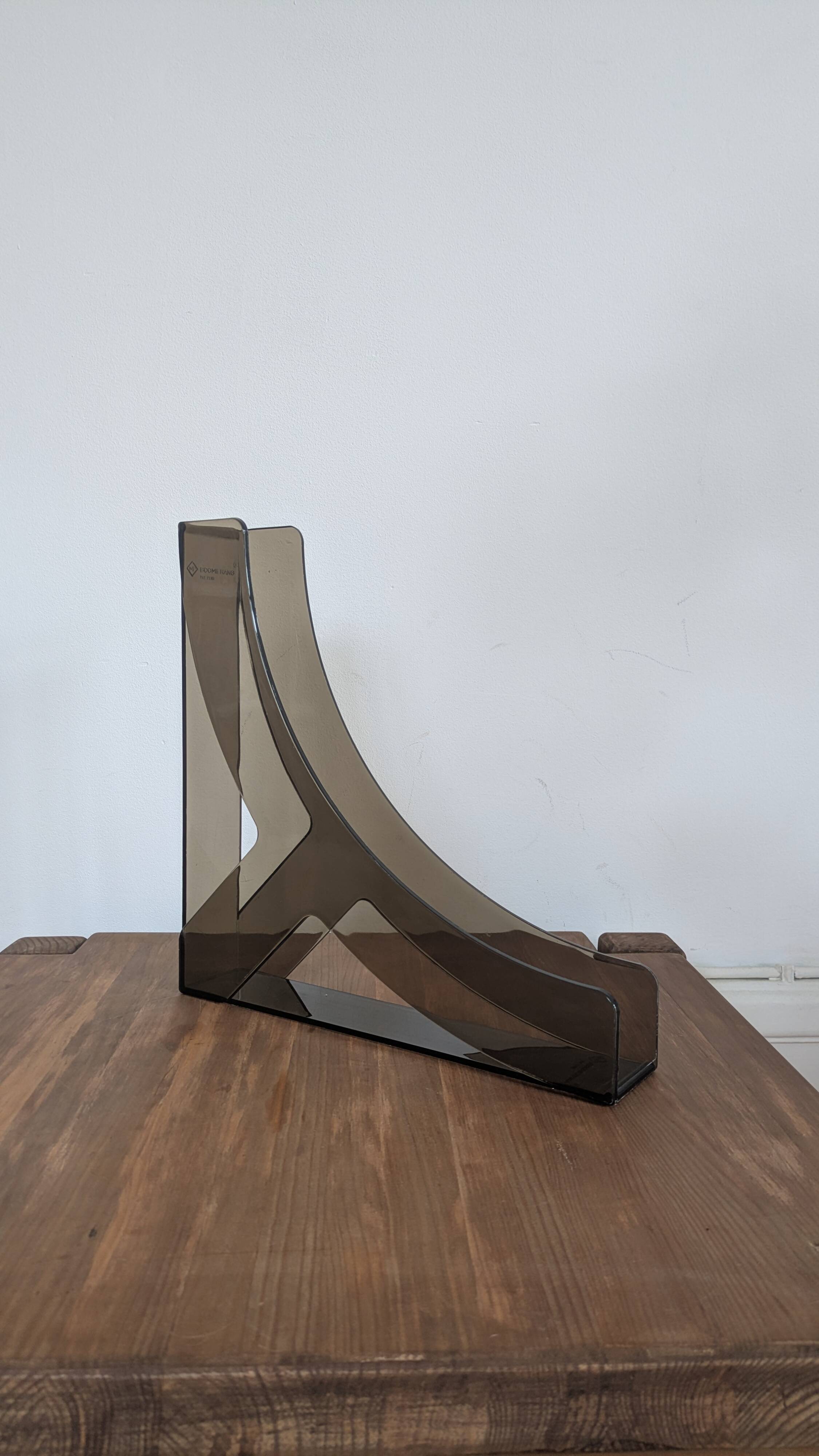 Vintage smoked plexiglass vinyl record holder / 70s