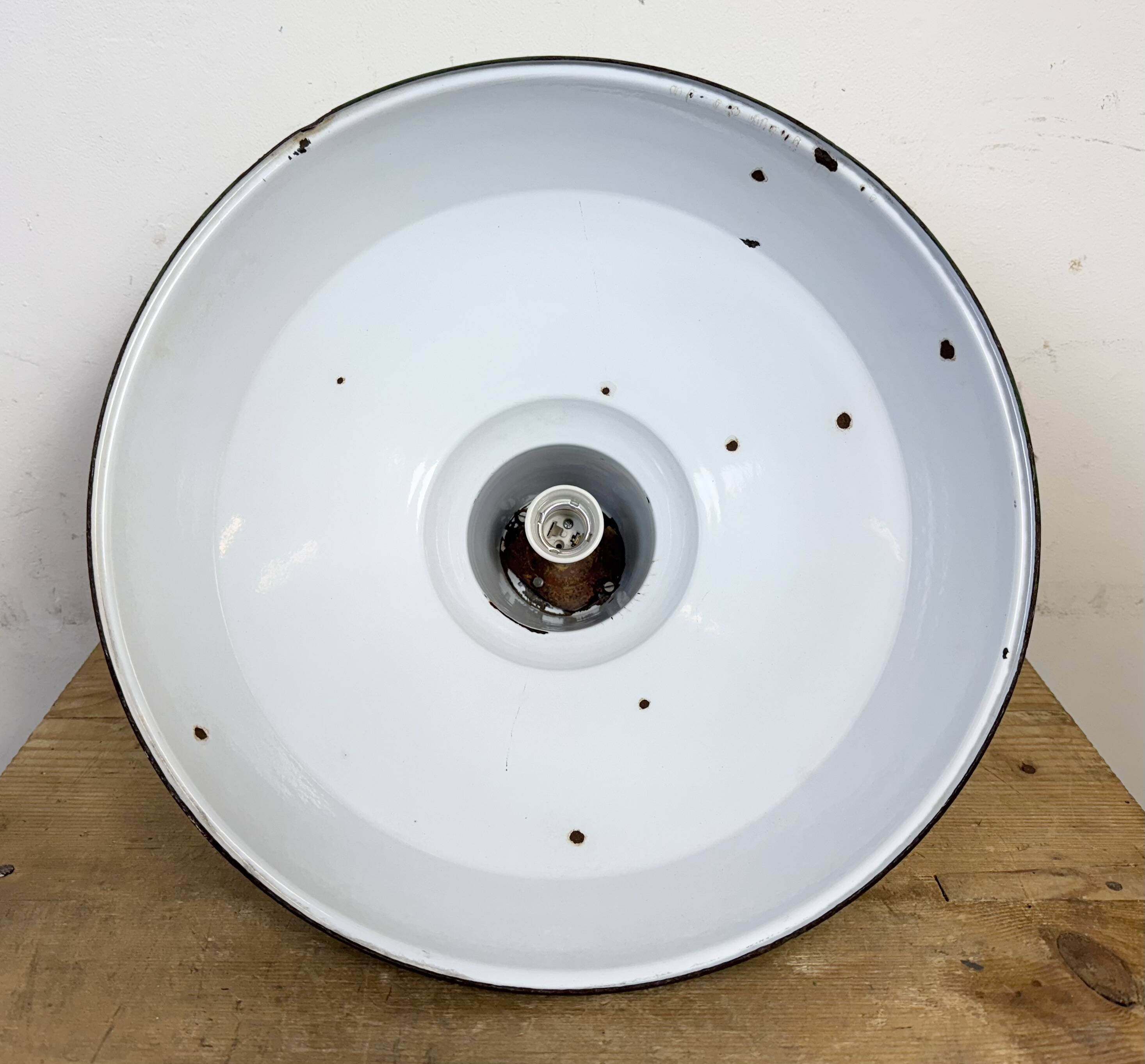 Industrial Green Enamel Factory Pendant Lamp, 1960s