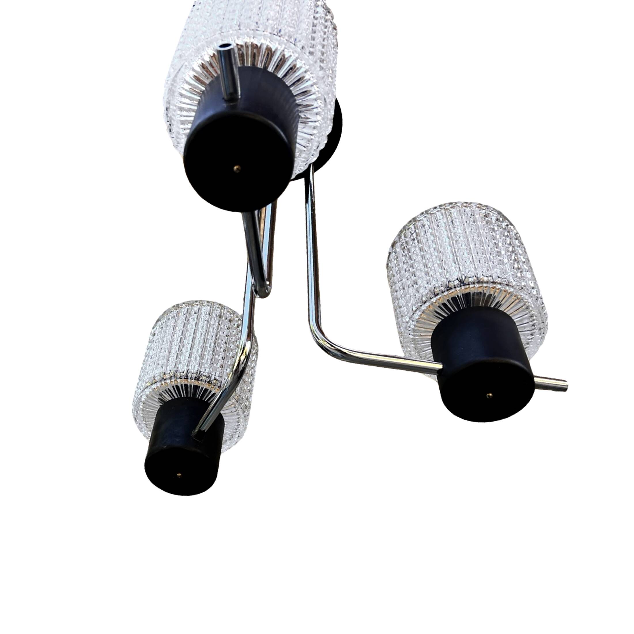 Elektroinstala Jílové pendant lamp, Czechoslovakia, 1970s, embossed glass