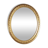 Oval mirror old carved wood gilded gold leaf louis XVI style large format 74x63 cm