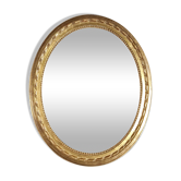 Oval mirror old carved wood gilded gold leaf louis XVI style large format 74x63 cm