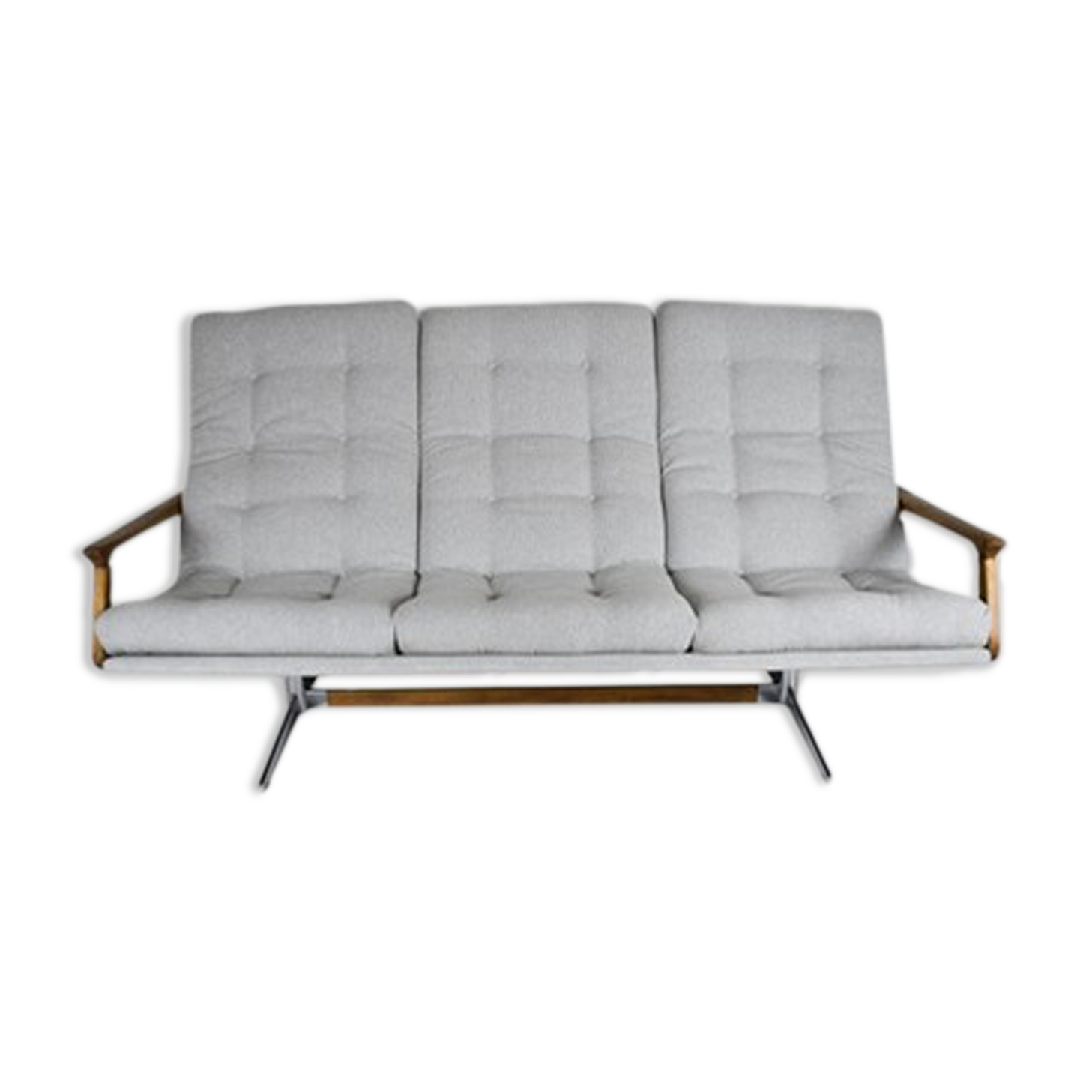 Canapé scandinave original, années 1960, vintage, entièrement restauré, tissu gris clair