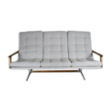 Scandinavian original Sofa, 1960s, vintage, fully restored, light grey fabric
