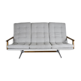 Scandinavian original Sofa, 1960s, vintage, fully restored, light grey fabric
