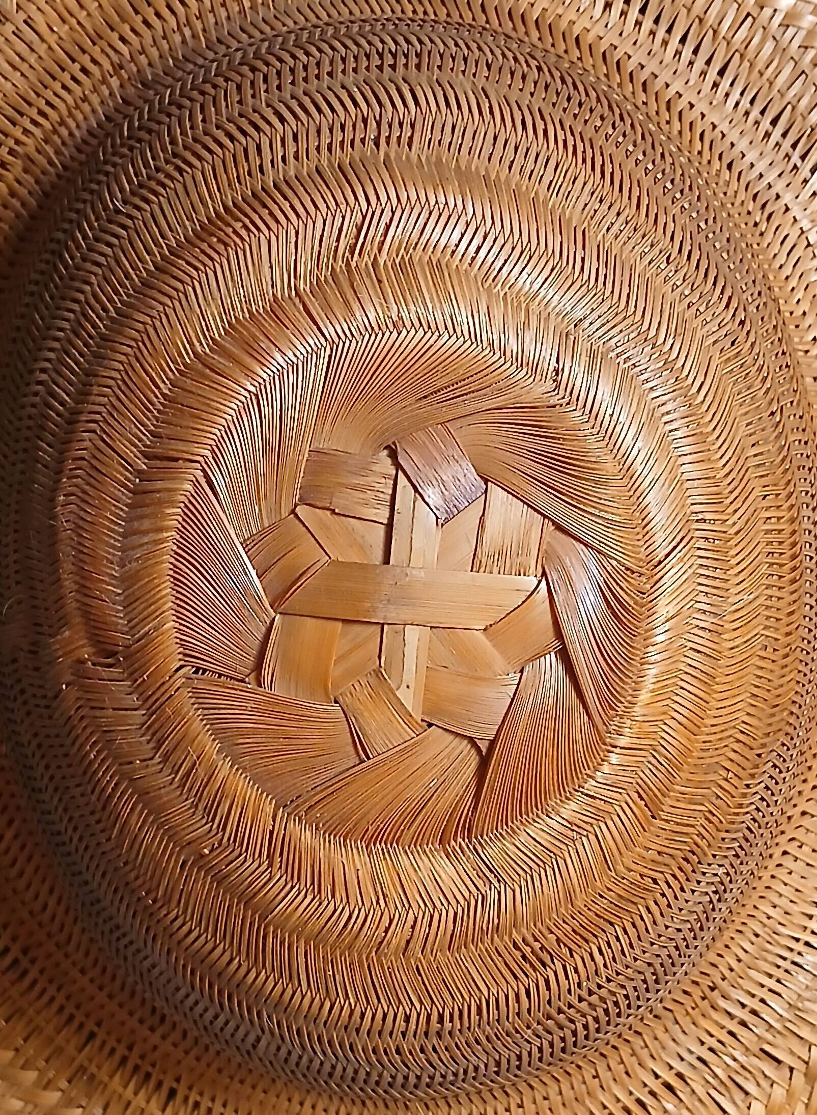 Traditional Asian/colonial woven straw hat, bamboo & caning