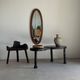 Vintage oval mirror in oak with bevelled glass H120 W43 D2
