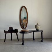 Miroir ovale vintage en chêne à glace biseautée H120 l43 P2