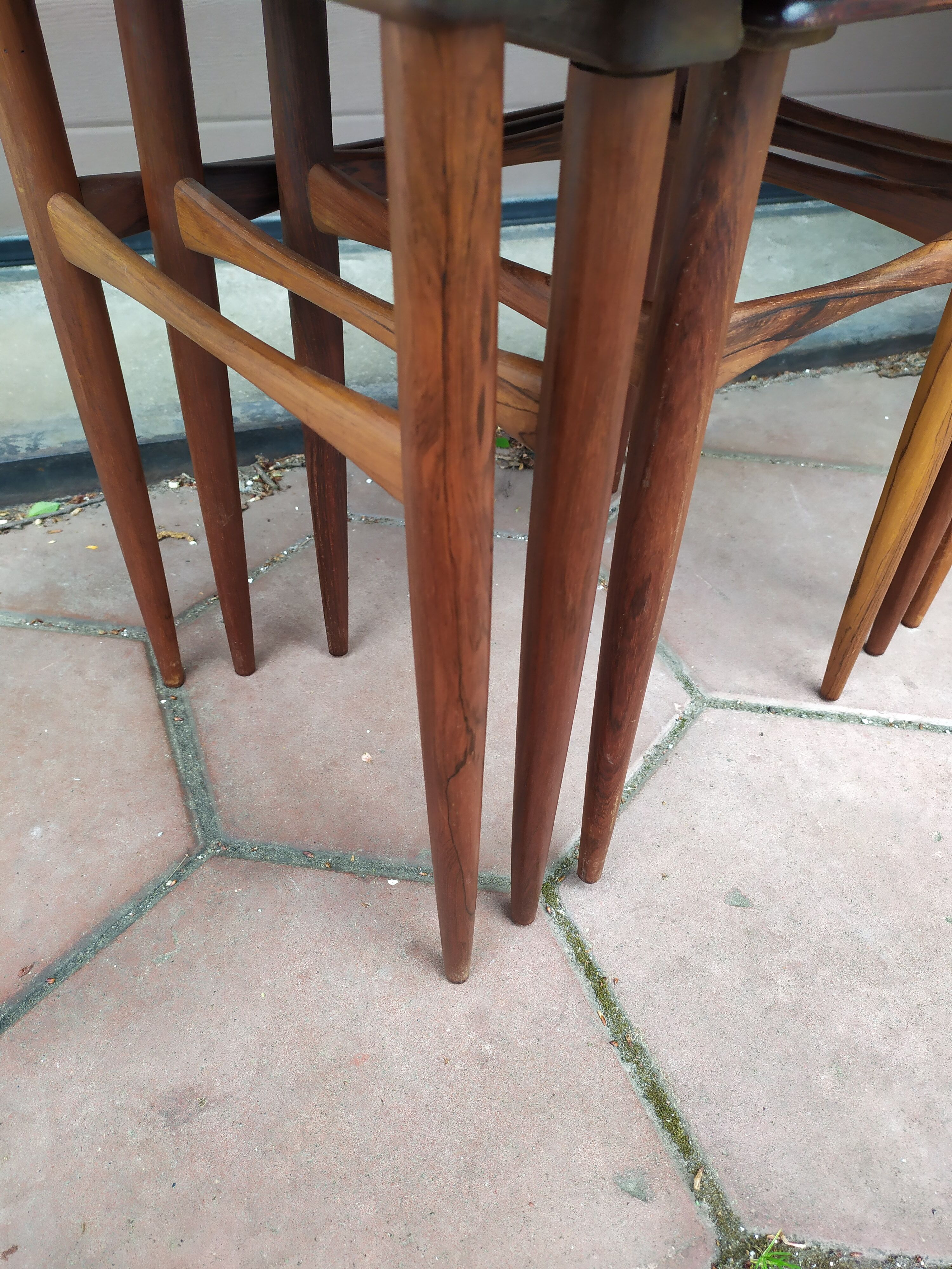 Nesting tables in rosewood, mid-1960s Denmark