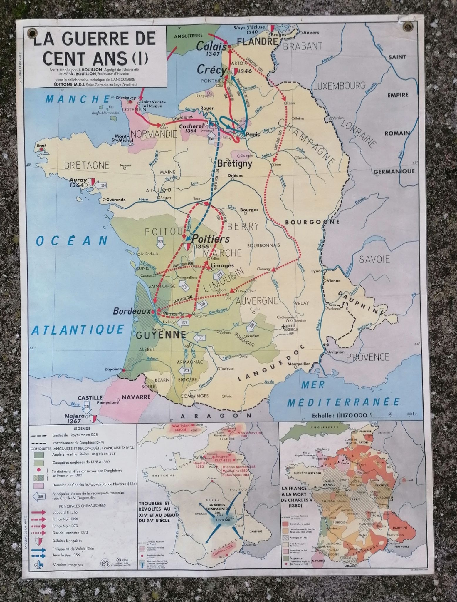 Old historical MDI map: The 100 Years War.