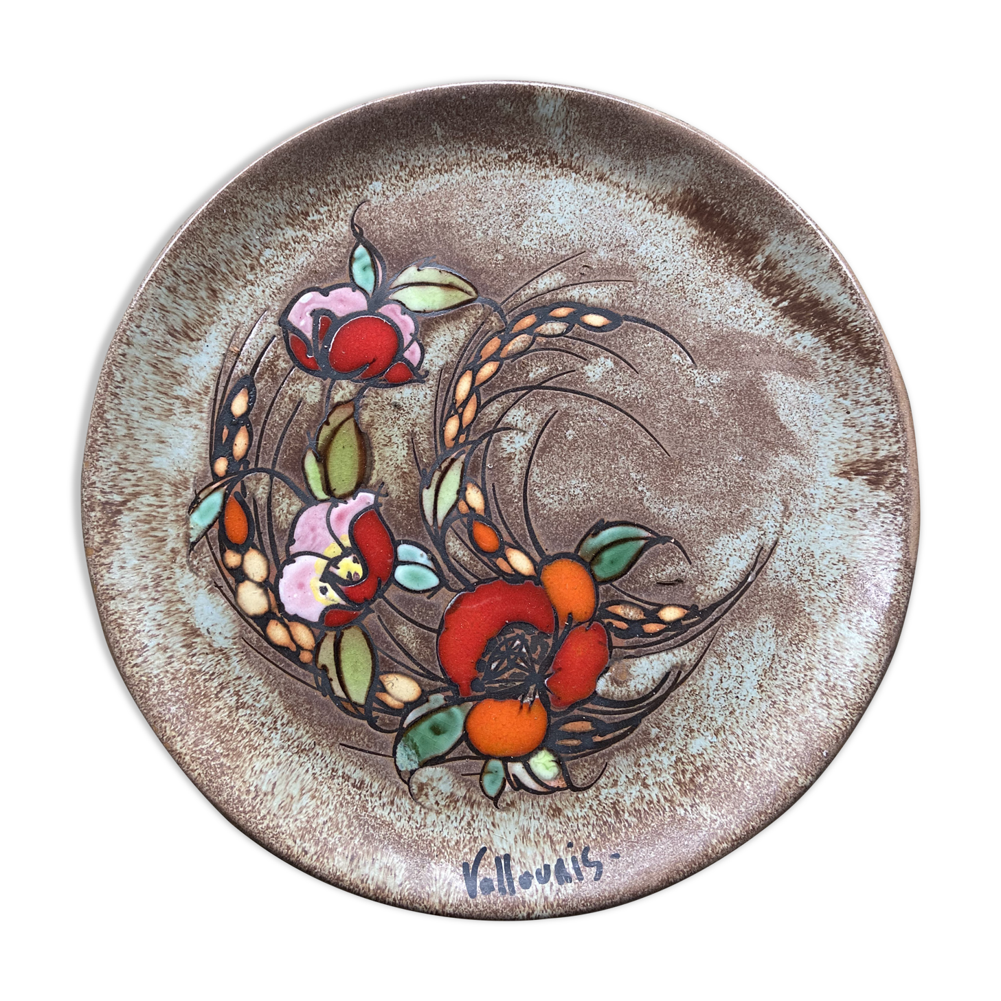 Vallauris ceramic flower decoration plate