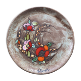 Assiette décor de fleurs  en céramique Vallauris