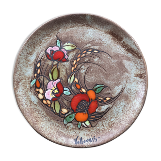 Vallauris ceramic flower decoration plate