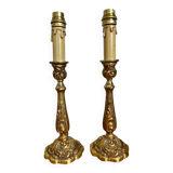 Pair of Louis XV rocaille bronze lamps