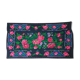 Tapis en laine florale tissée à la main fond noir avec roses roses