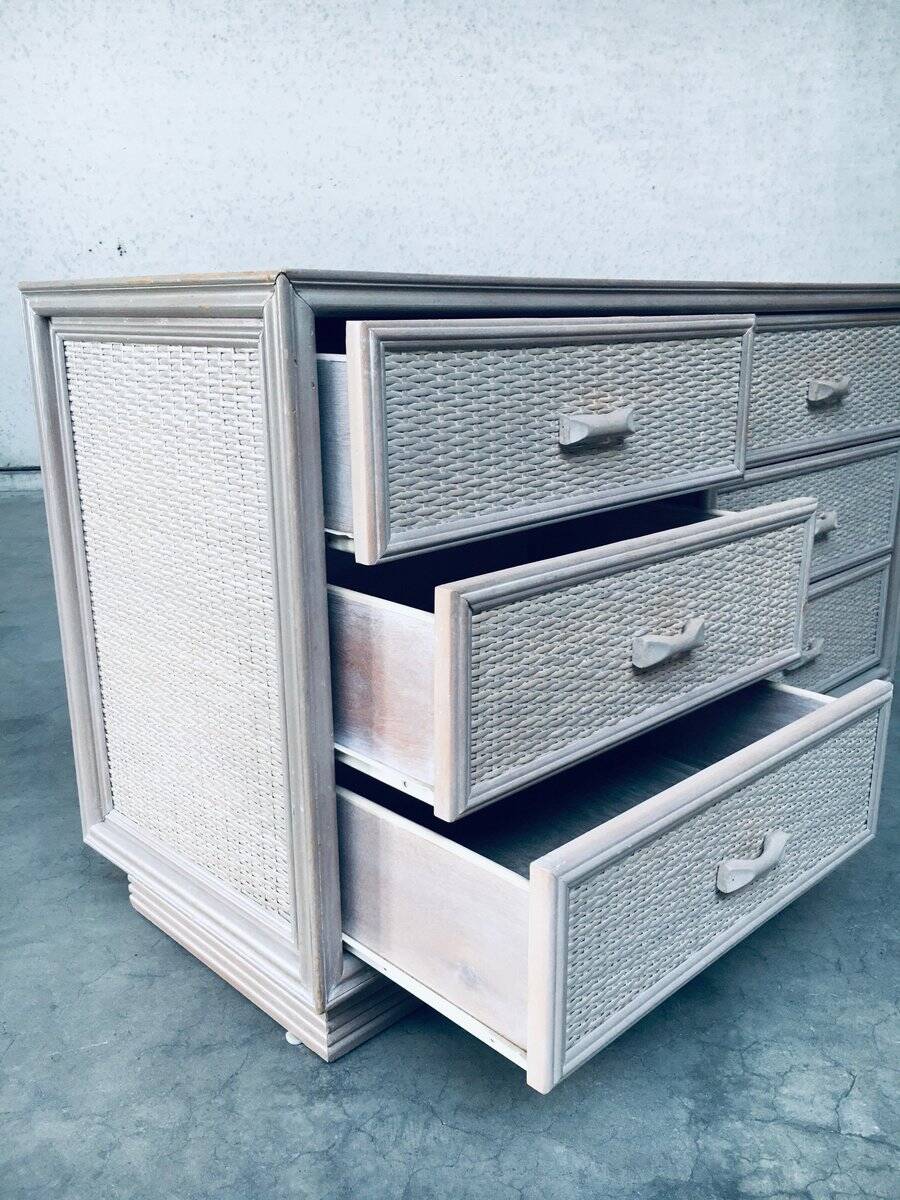 Washed Rattan Chest of Drawers, 1980s