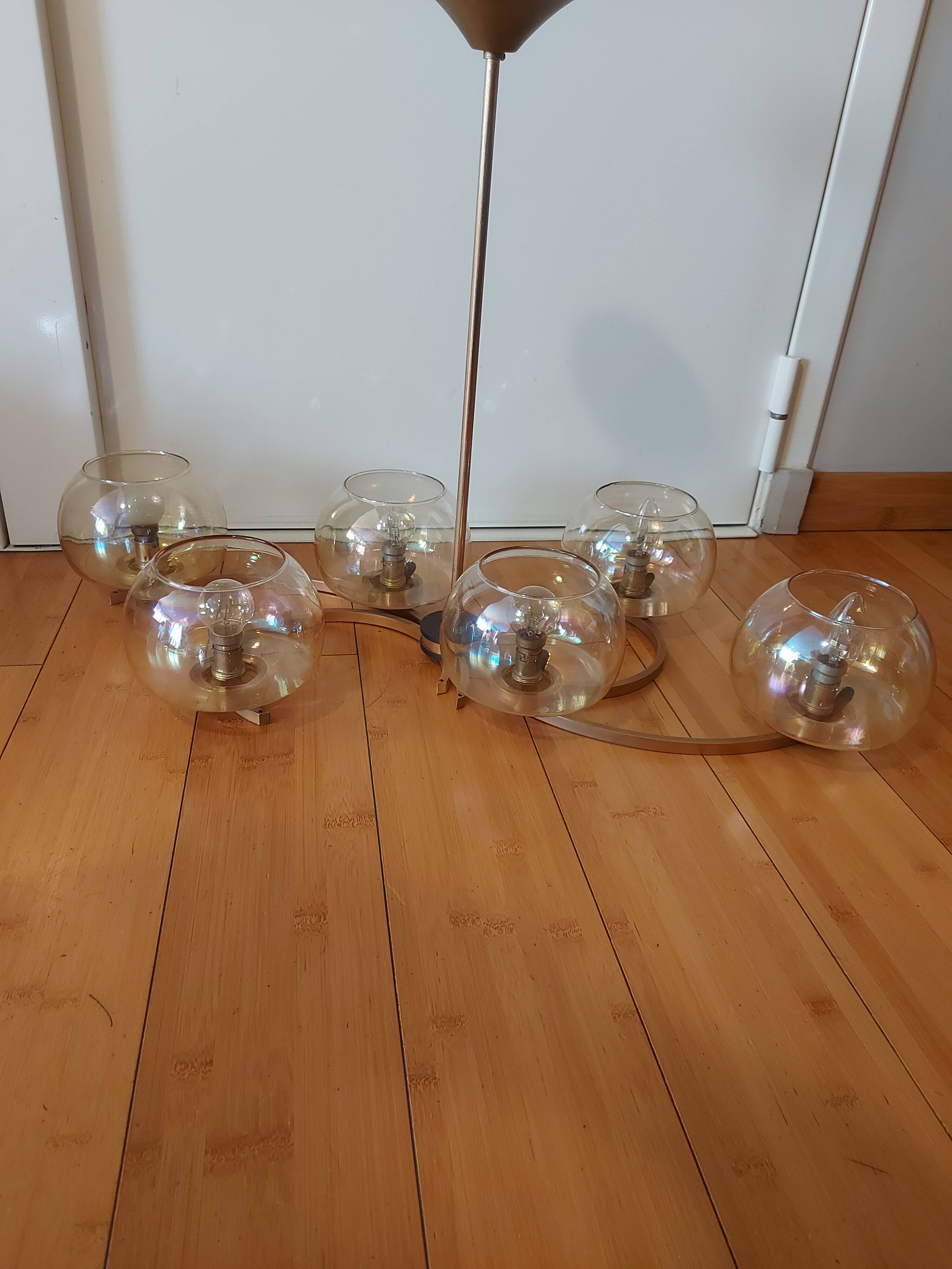 Lustre en laiton doré années 50'S
