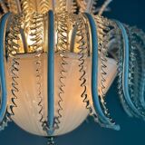 Venetian chandelier in white and gold Murano glass, circa 1980