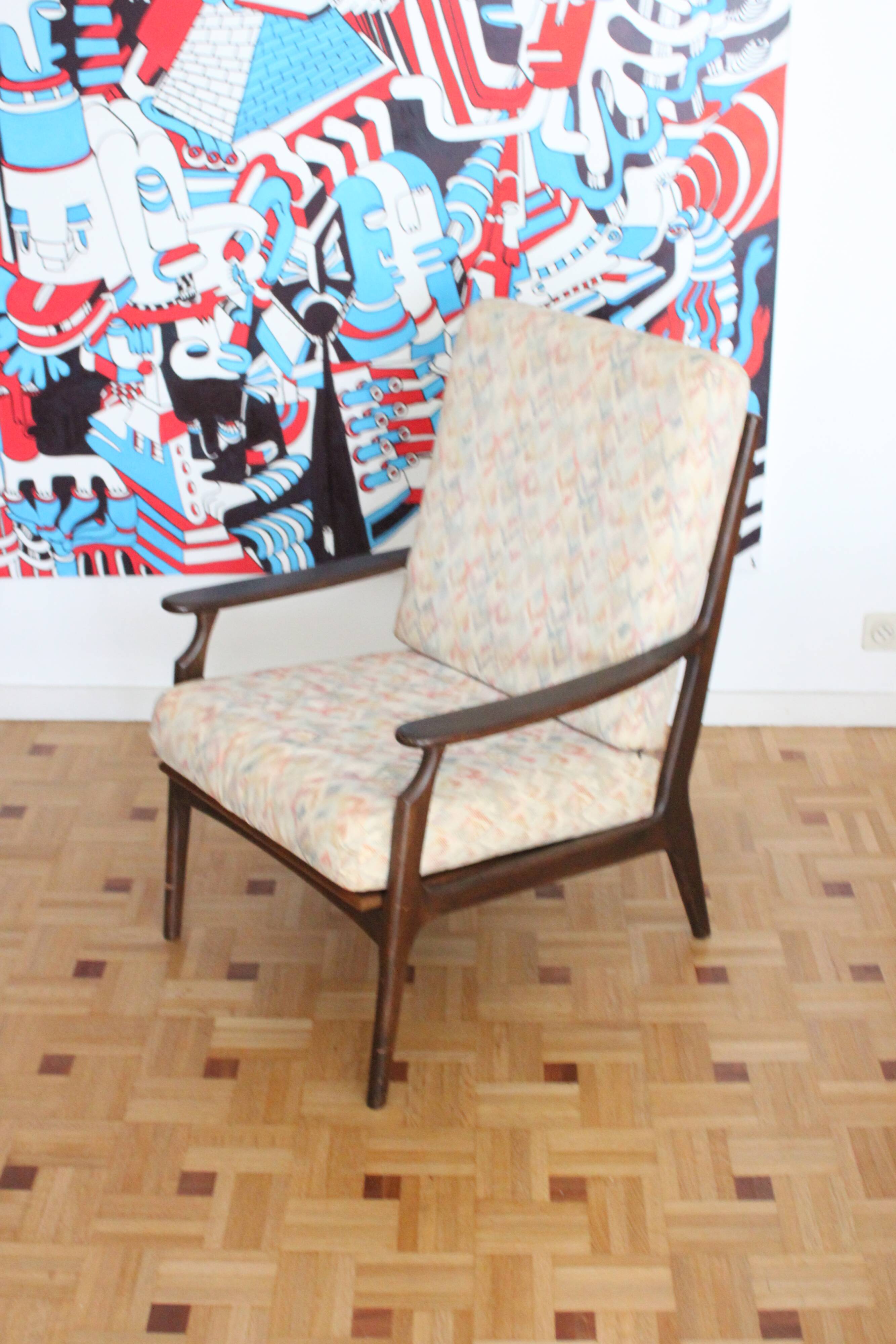 Fauteuil relax vintage en bois de style scandinave, 1950