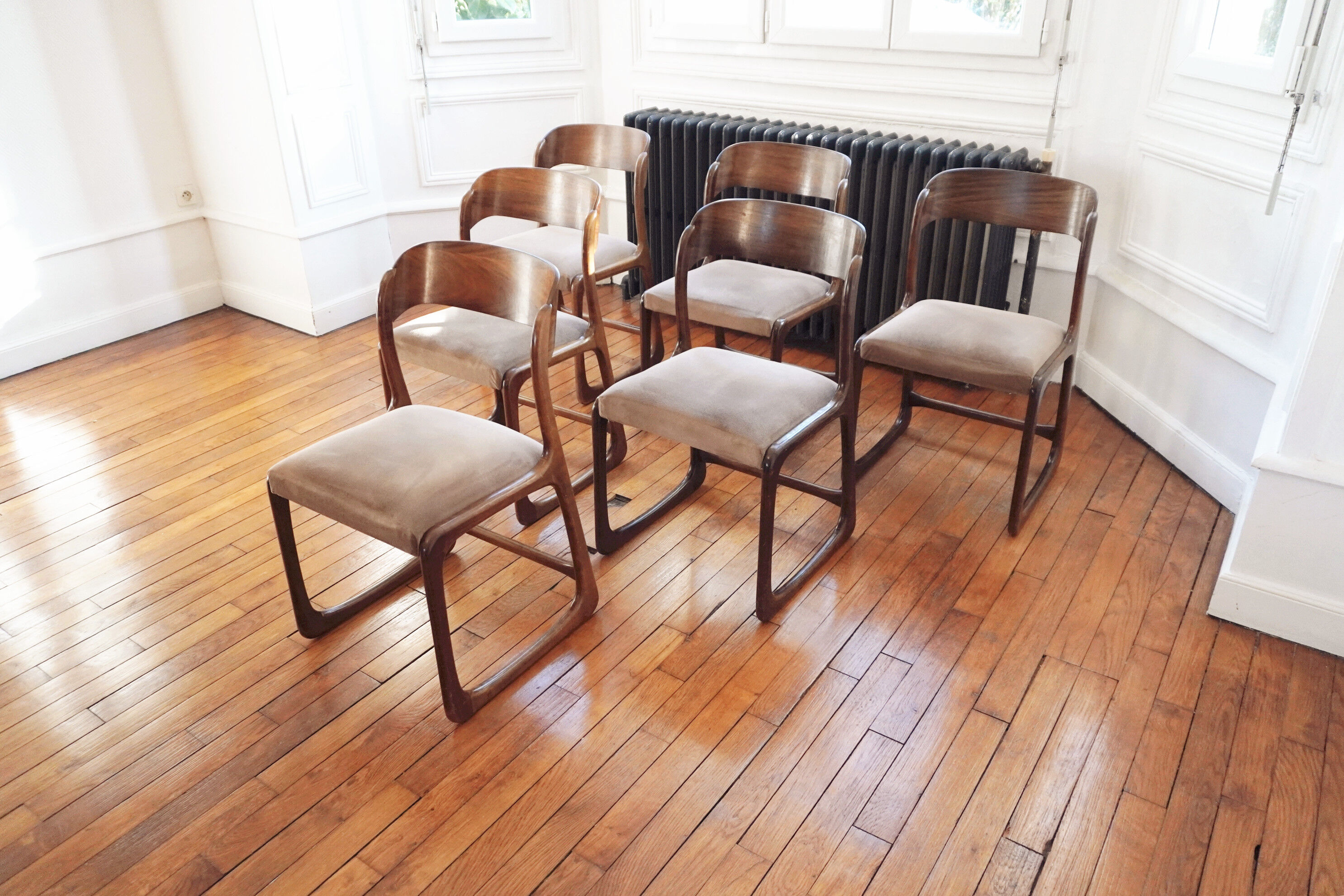 Suite of 6 Baumann sled chairs