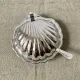Metal shell butter dish with glass bowl and knife