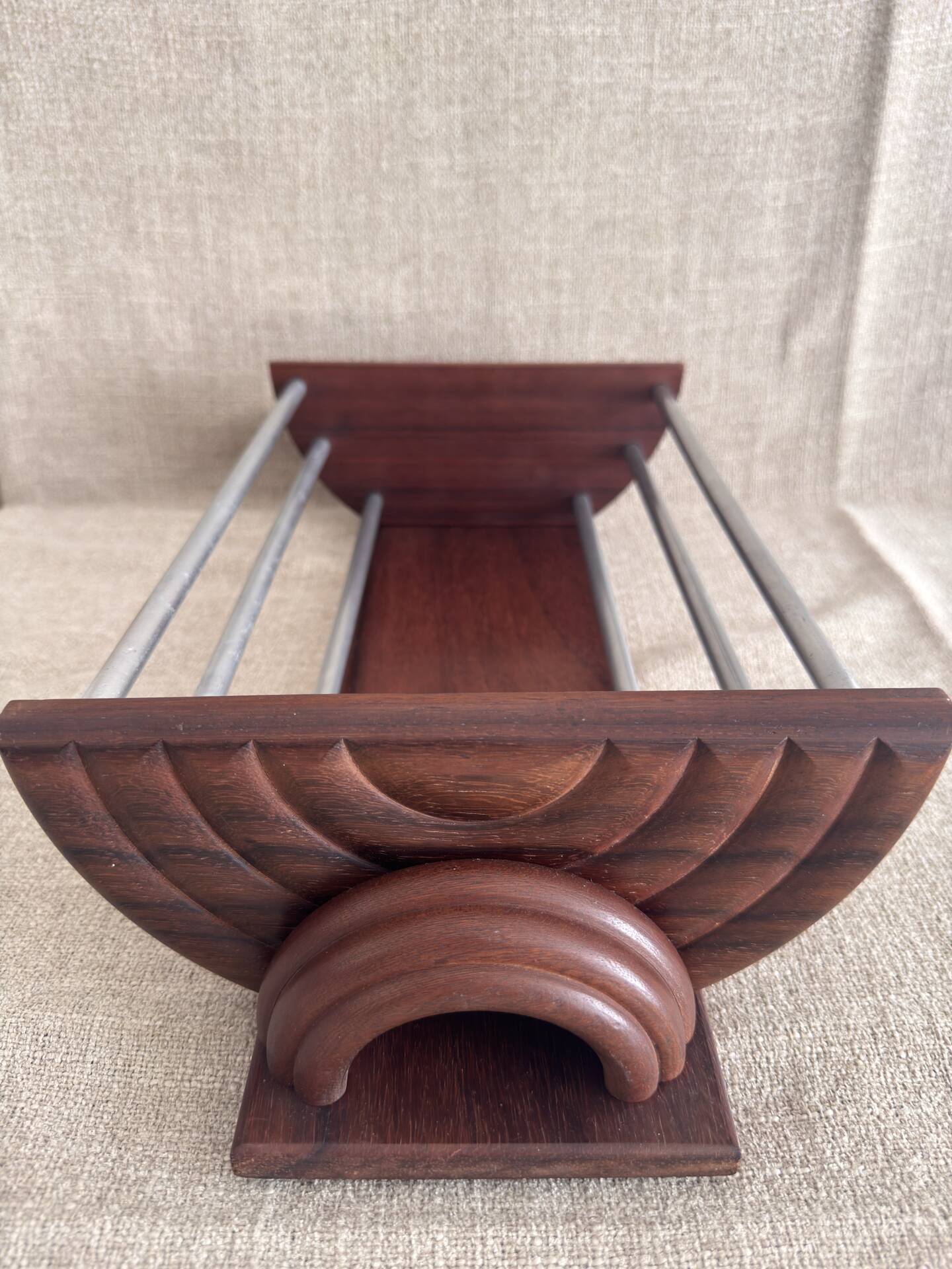Art Deco fruit bowl in wood and aluminium