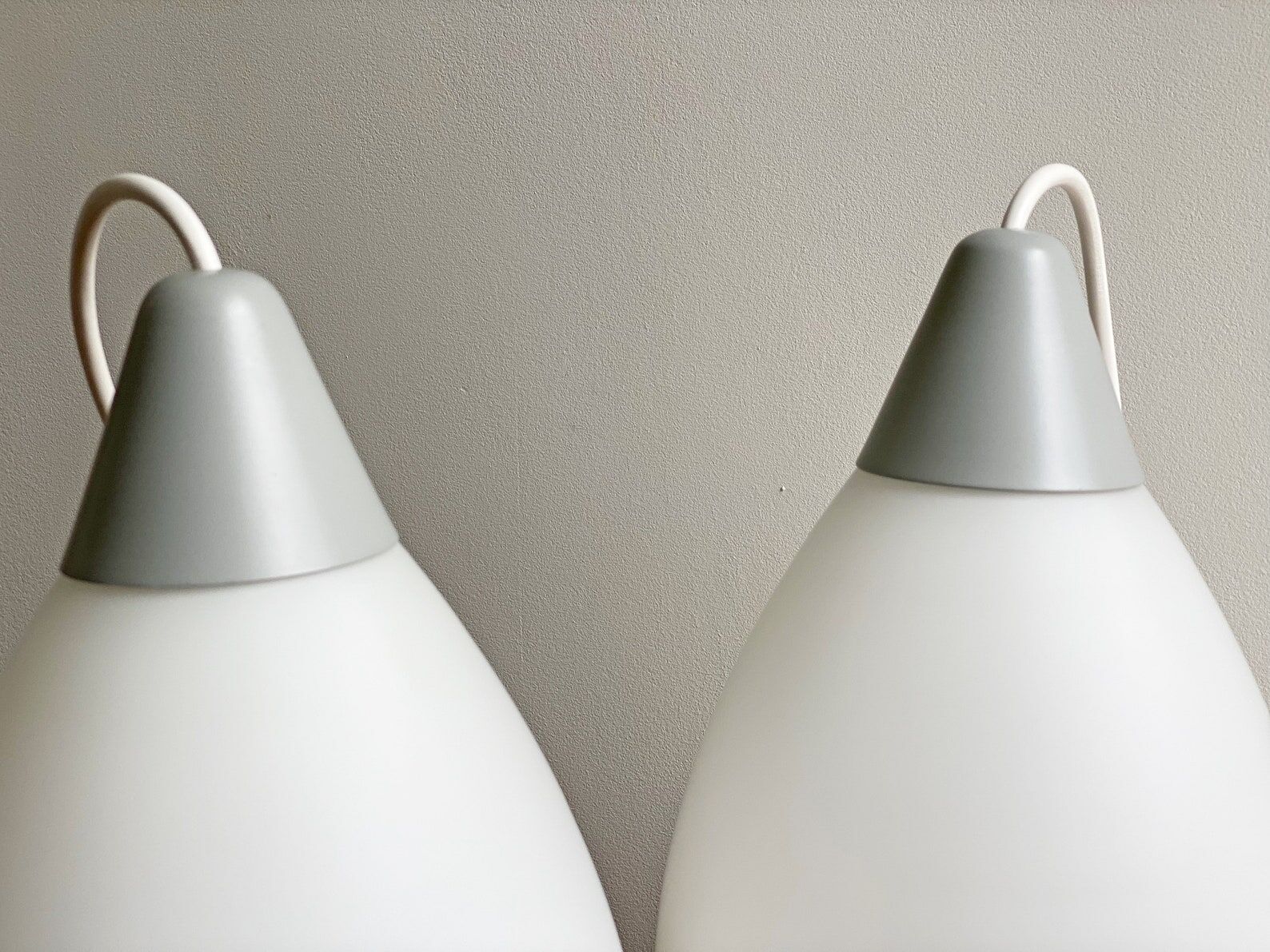 Mid century milk glass hanging lamps dutch design