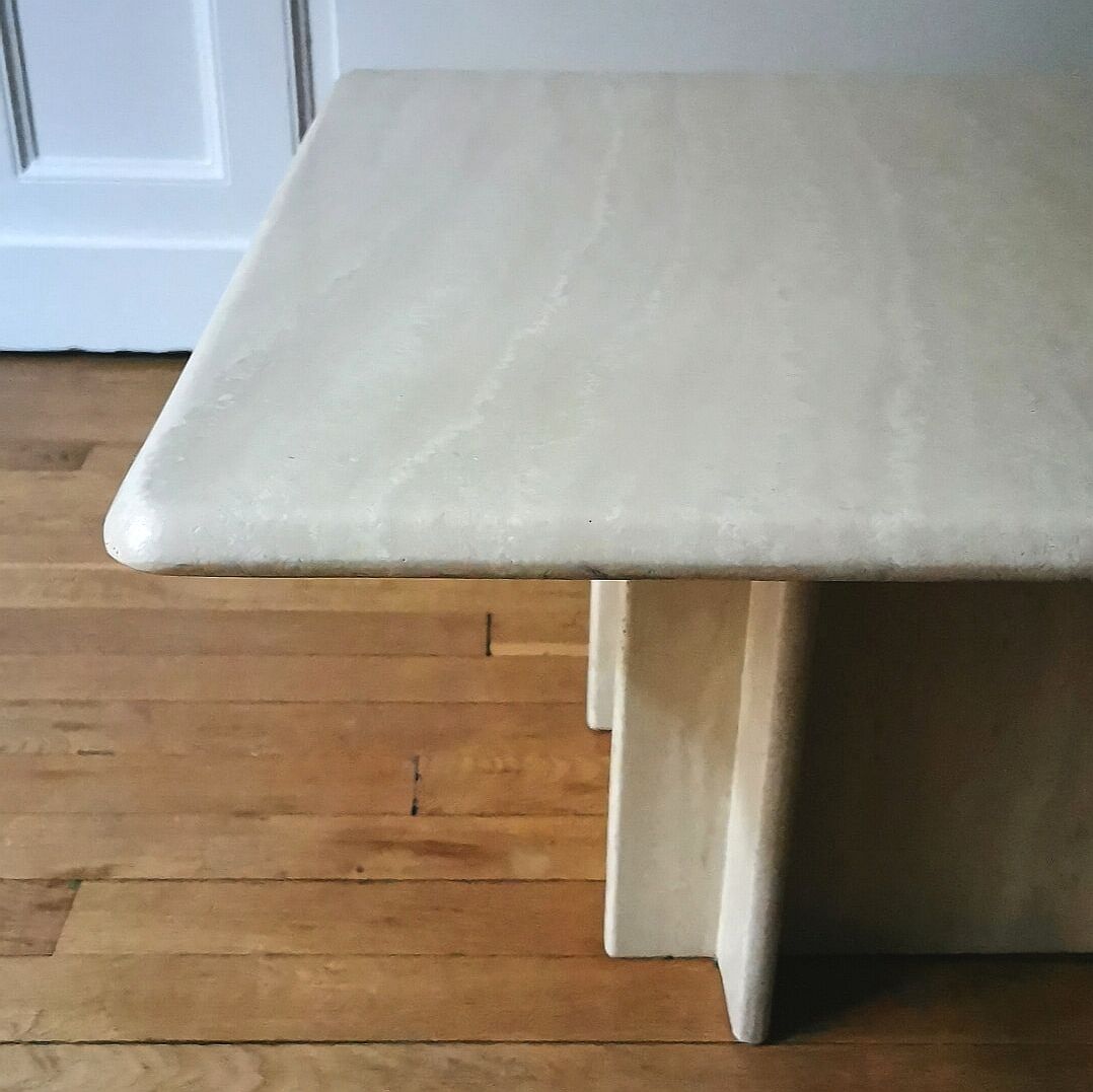 Square travertine coffee table