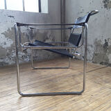 Bauhaus modernist leather chrome armchairs
