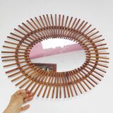 1960s rattan oval mirror (52*41 cm)