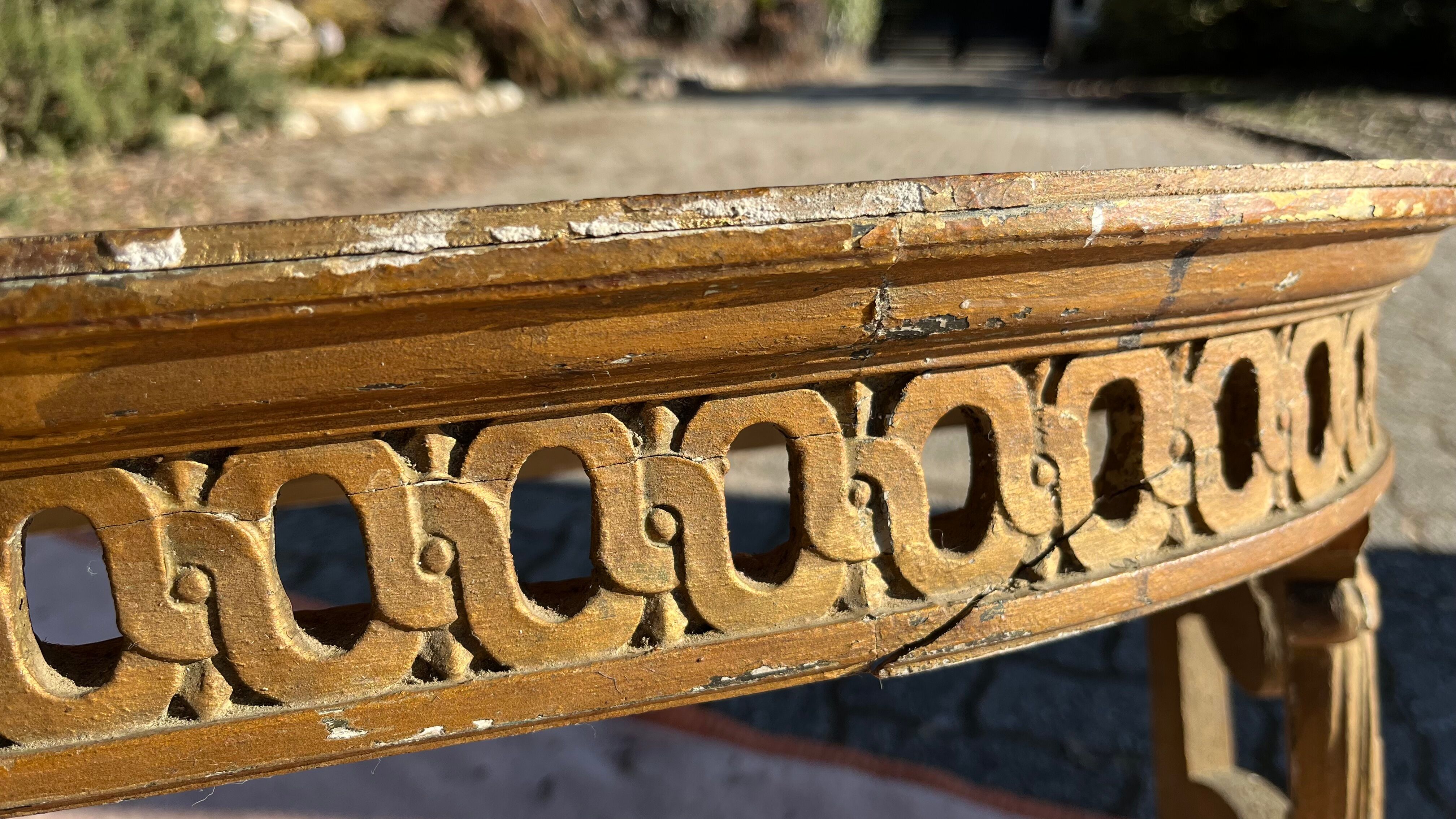 Console demi lune bois doré
