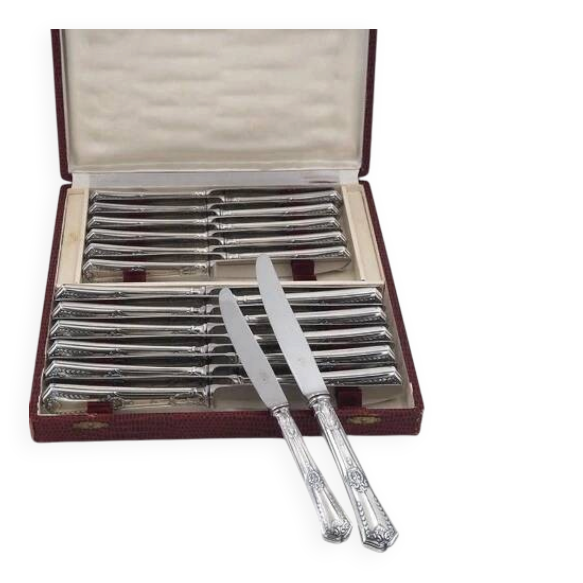 Sfam Sans Gêne, Empire, 24 knives: 12 table knives + 12 dessert, cheese knives.