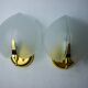 Pair of wall lamps "sheet" in opaque glass, murano, Italy 1980