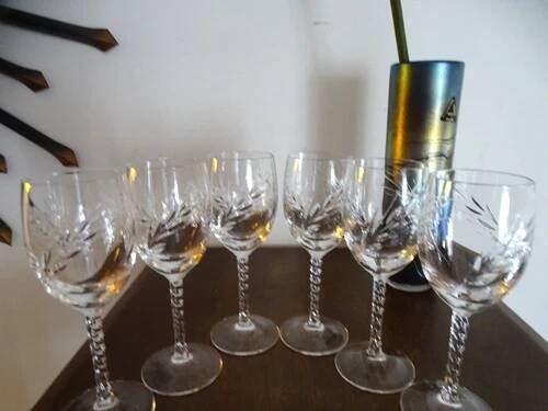 CRISTAL D'ARQUES "Fleury Epi" 6 cooked wine port glasses crystal 7 cl - H 13.5 cm