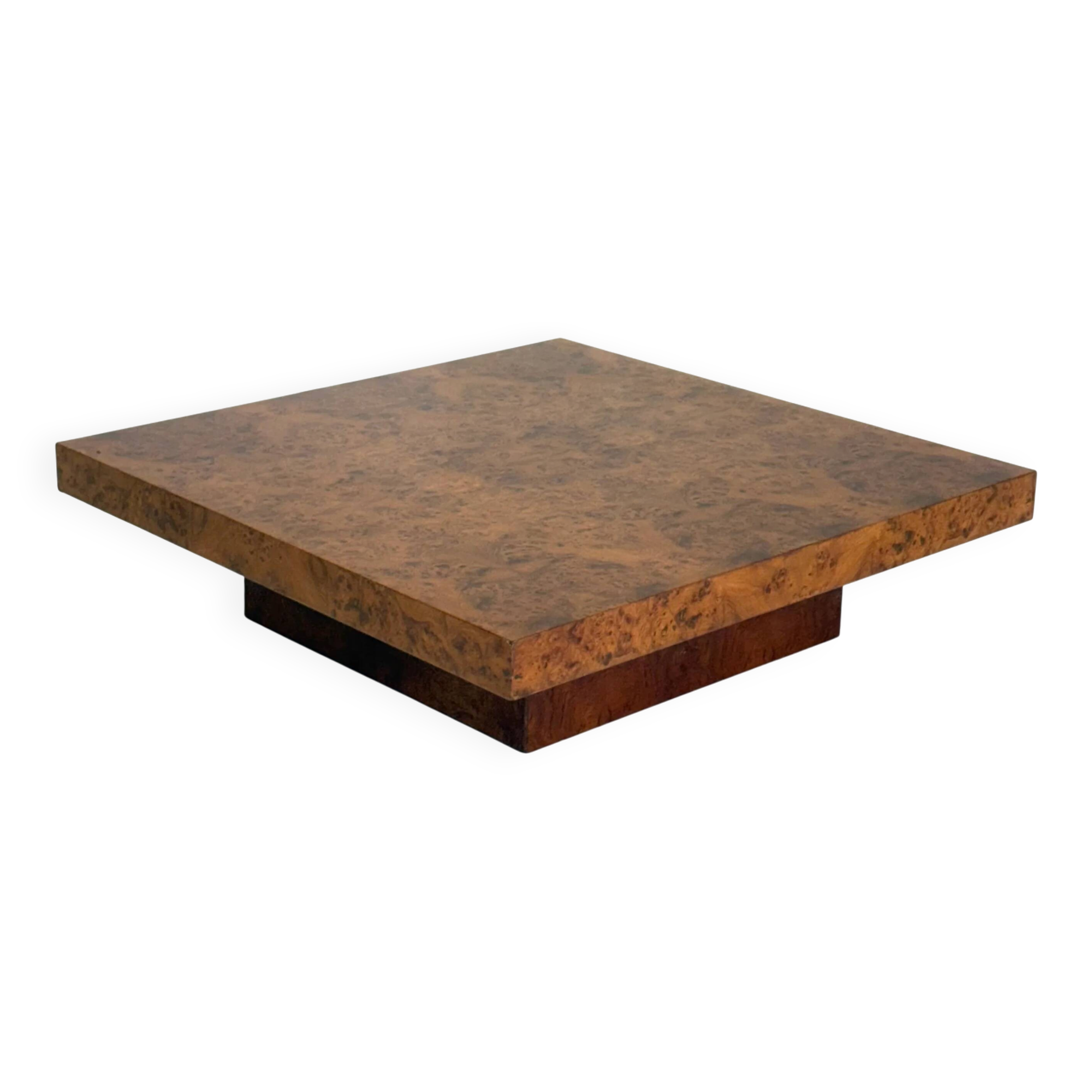 XL square coffee table by Turri in burl wood